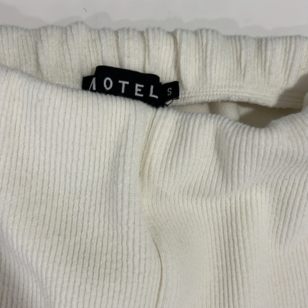 Motel Rocks Jiva Flare Trouser In Rib Cream - Picture 4 of 5